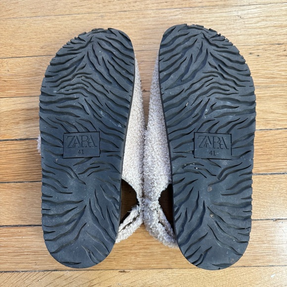 ZARA BUCKLED FLAT SANDALS WITH FUR-LINED STRAPS BEIGE - Picture 7 of 7